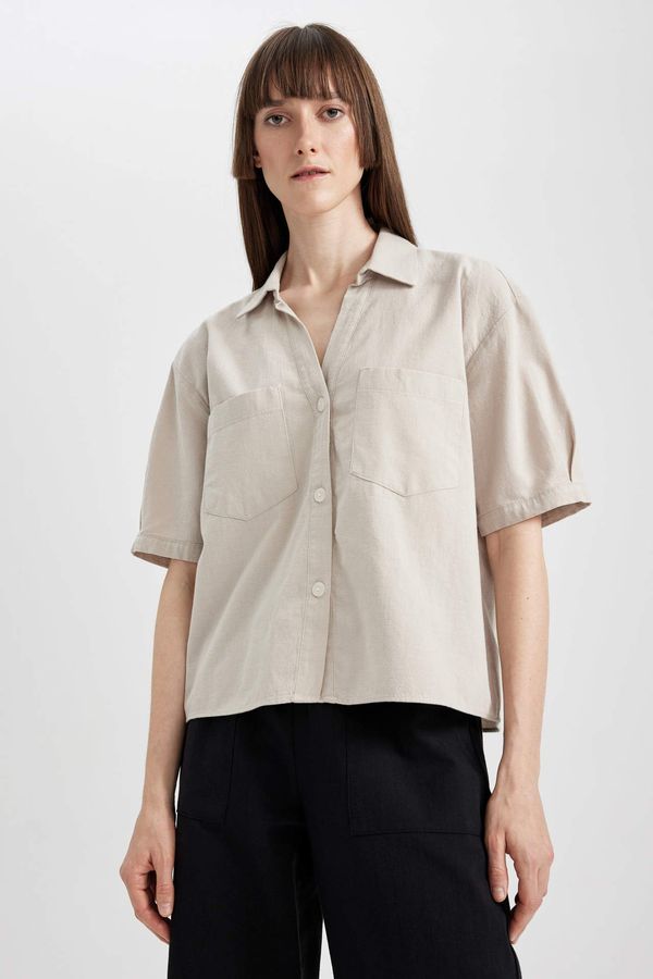 DEFACTO DEFACTO Boxy Fit Shirt Collar Short Sleeve Shirt
