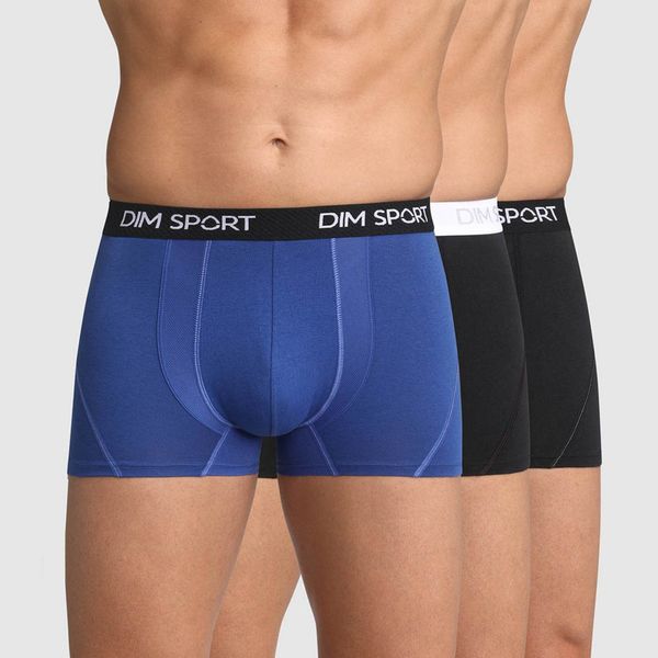 DIM SPORT DIM SPORT COTTON STRETCH BOXER 3x - Men's sports boxers 3 - black - blue