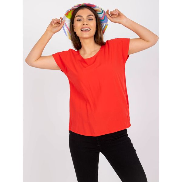Fashionhunters A red casual blouse with a SUBLEVEL round neckline
