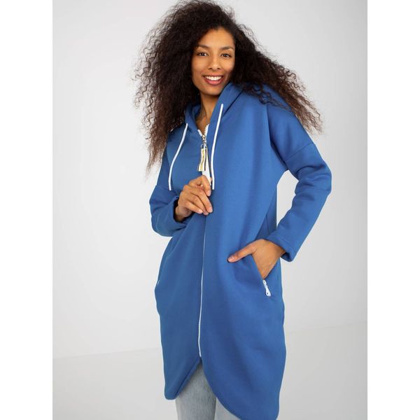 Fashionhunters Dark blue basic long zipped hoodie from Stunning