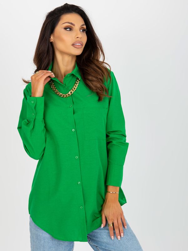 Fashionhunters Green oversize button-down shirt with collar