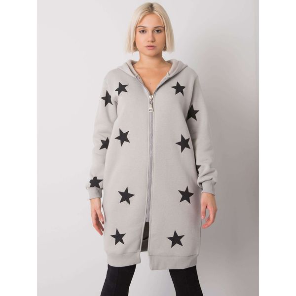Fashionhunters Light gray sweatshirt with a Marrakech print
