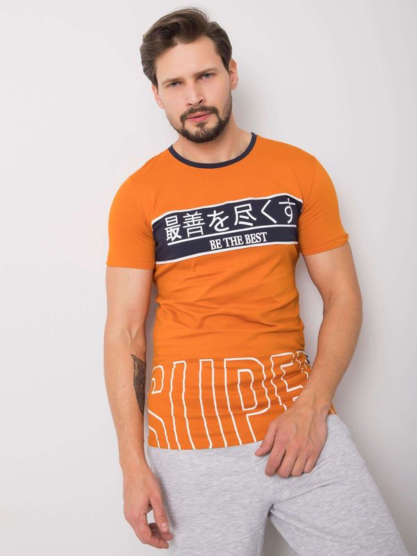 Fashionhunters Pomarańczowy bawełniany t-shirt męski