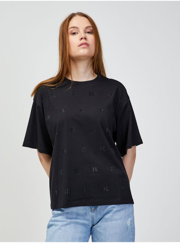 Karl Lagerfeld Black women's patterned oversize T-shirt KARL LAGERFELD - Women
