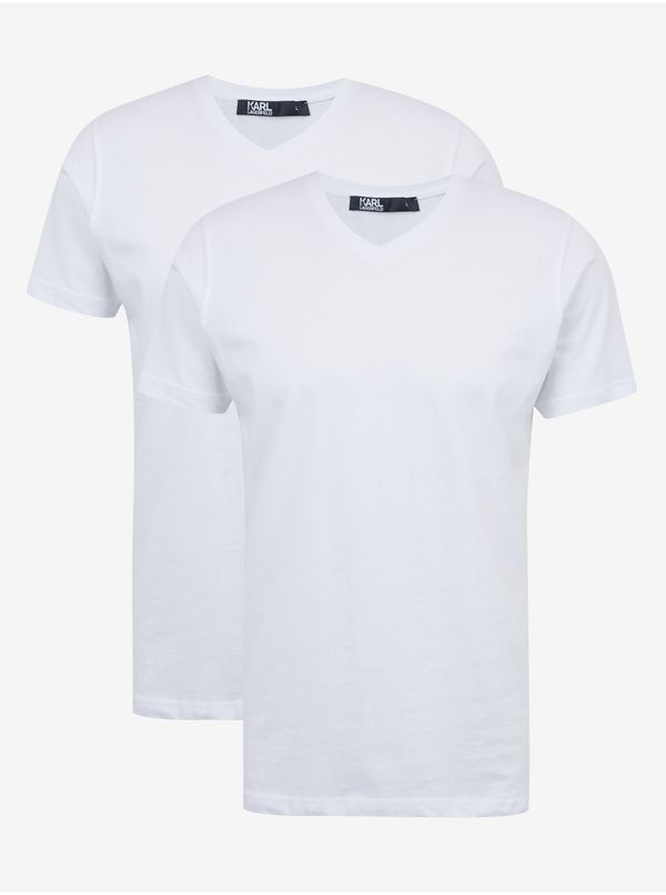 Karl Lagerfeld Set of two men's basic T-shirts in white KARL LAGERFELD - Men