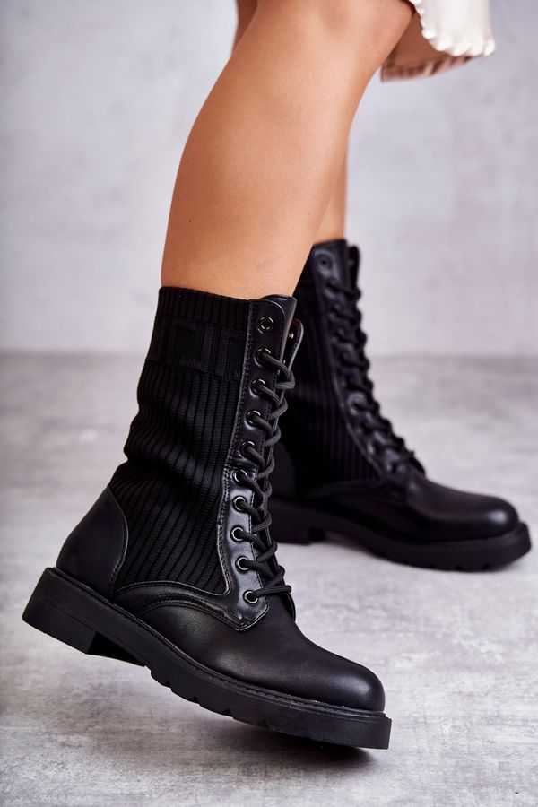 Kesi Women's boots with flat-heeled sock black Liam
