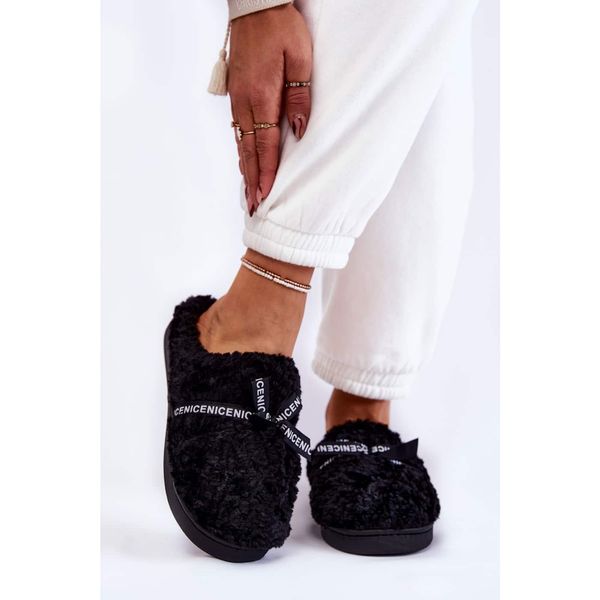 Kesi Women's Fur Slippers With Bow Black Ryana