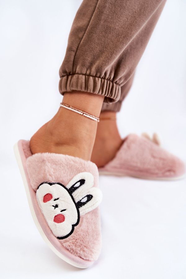 Kesi Women's fur slippers with rabbit Pink Trisha