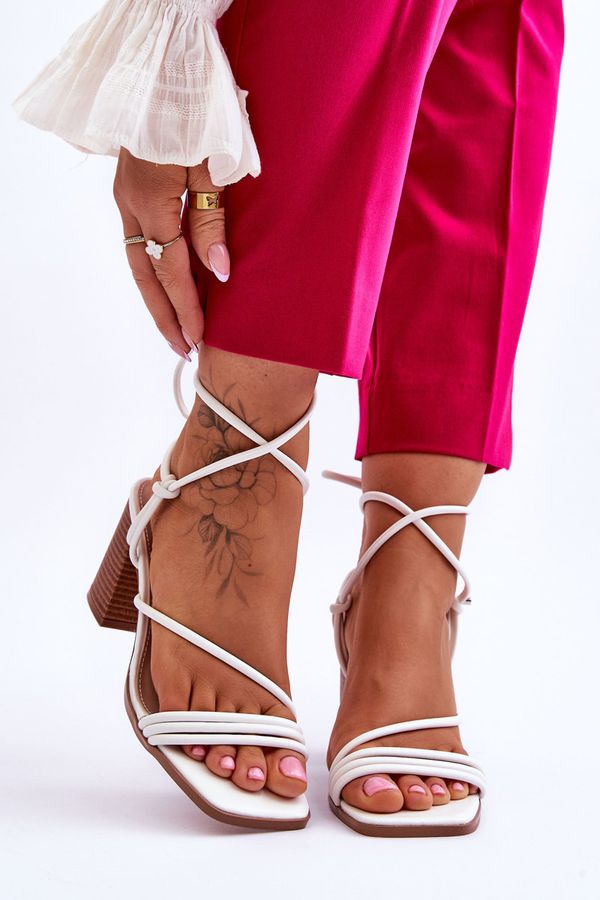 Kesi Women's Leather High Heel Sandals Seyna White