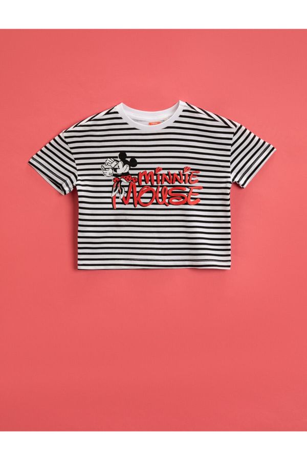 Koton Koton Baby Girl BLACK STRIPED Myszka Minnie T-Shirt Licencjonowana bawełna w paski