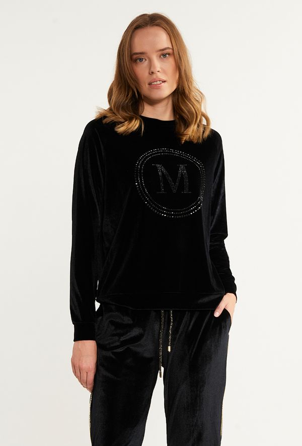 MONNARI MONNARI Woman's Sweatshirts Velour Sweatshirt With Rhinestone Pattern