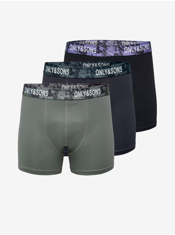 Only ONLY & SONS Set of three men's boxers in black, dark blue and khaki ONLY & S - Men