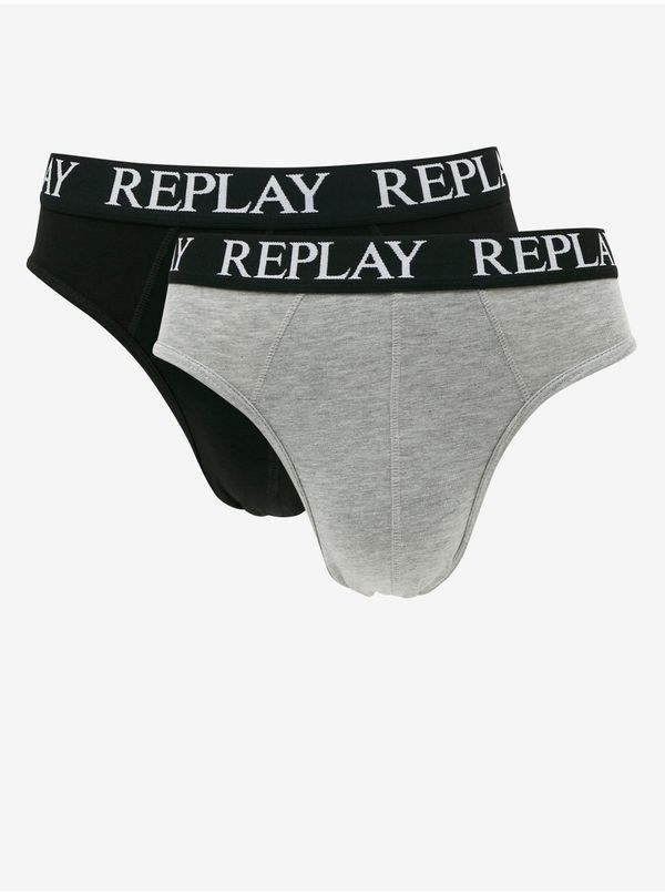 Replay Set of two men's briefs in black and light grey Replay - Men
