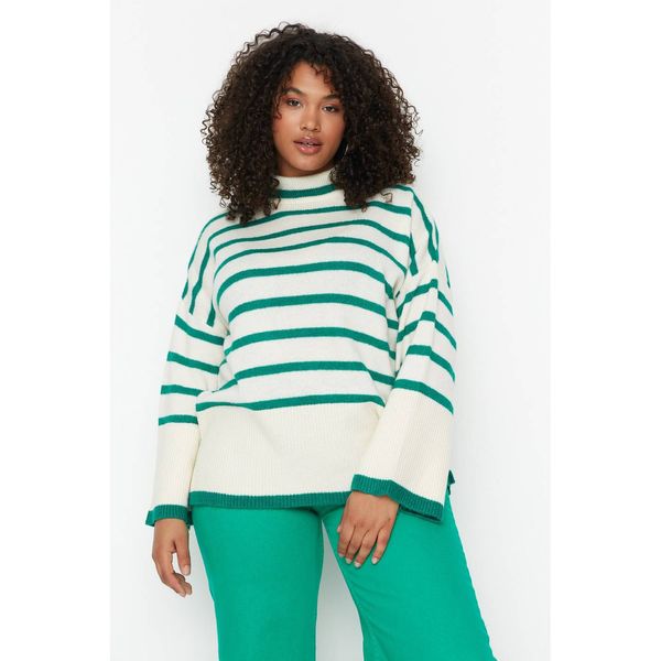 Trendyol Trendyol Curve Green Striped Knitwear Sweater