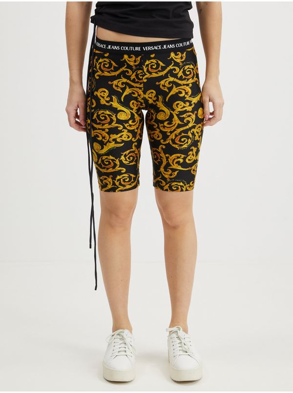 Versace Jeans Couture Yellow-Black Women Patterned Short Leggings Versace Jeans Couture - Women