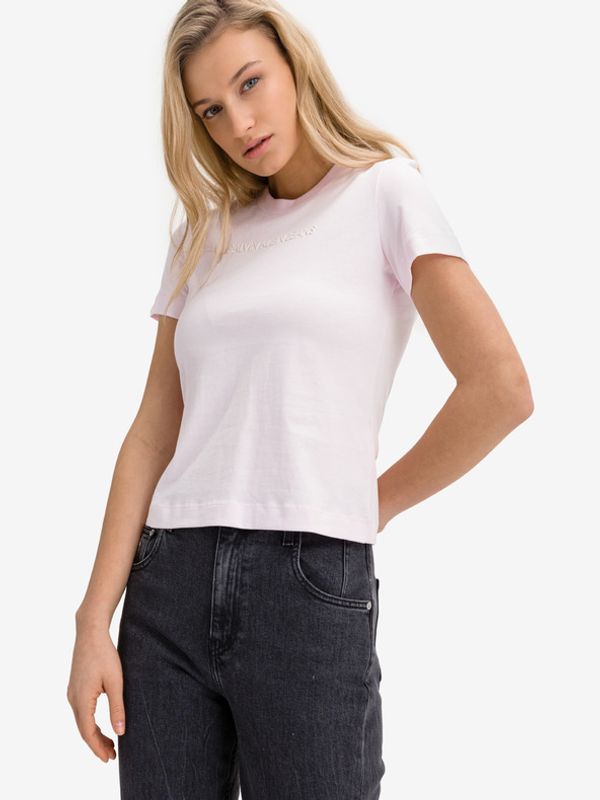 Calvin Klein Jeans Calvin Klein Jeans Shrunken Institutional Koszulka Różowy