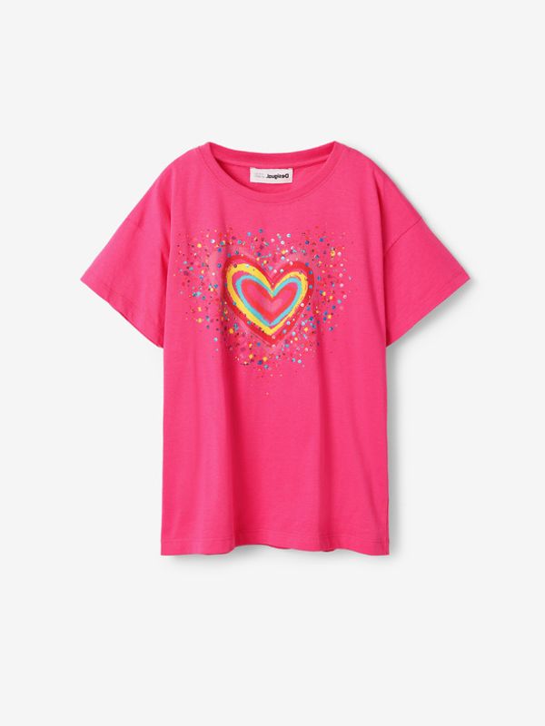 Desigual Desigual Heart Koszulka dziecięce Różowy