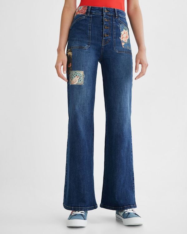 Desigual Desigual Patch Jeans Niebieski