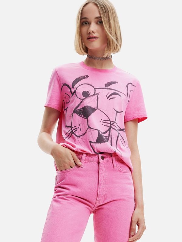 Desigual Desigual Pink Panther Smile Koszulka Różowy