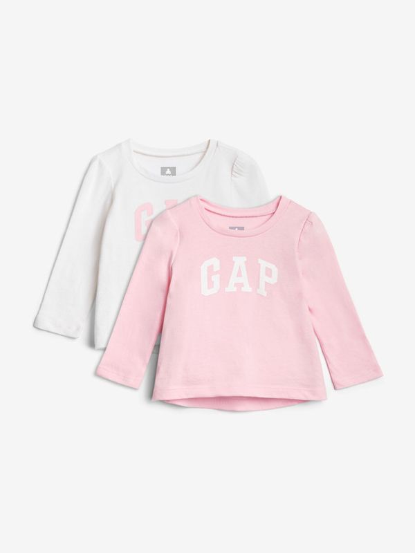 GAP GAP 2-pack Koszulka dziecięce Różowy Biały