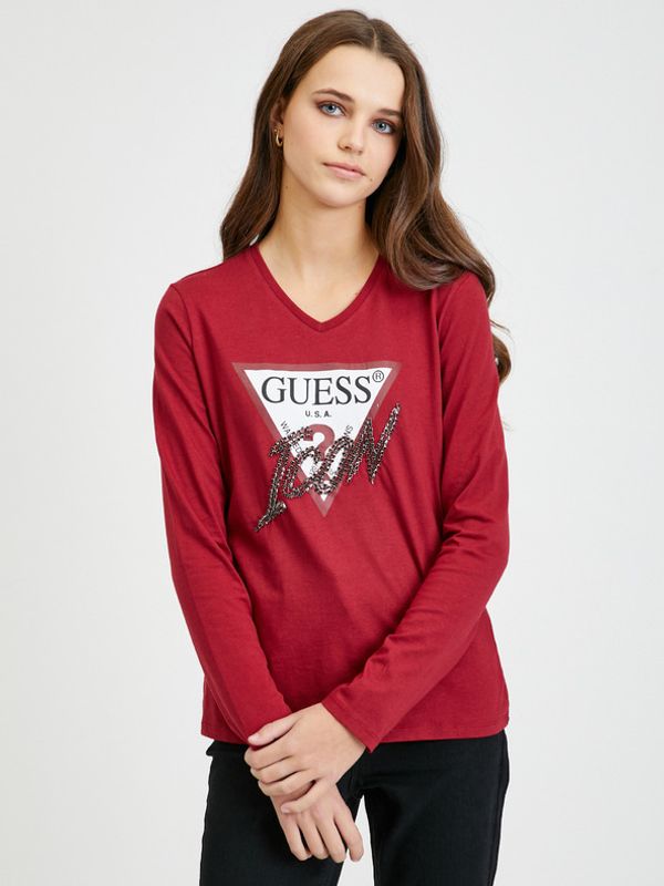 Guess Guess Icon Koszulka Czerwony