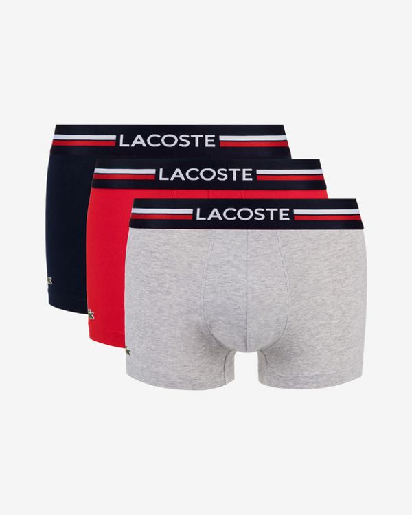 Lacoste Lacoste Iconic Cotton Stretch 3-pack Bokserki Niebieski Czerwony Szary