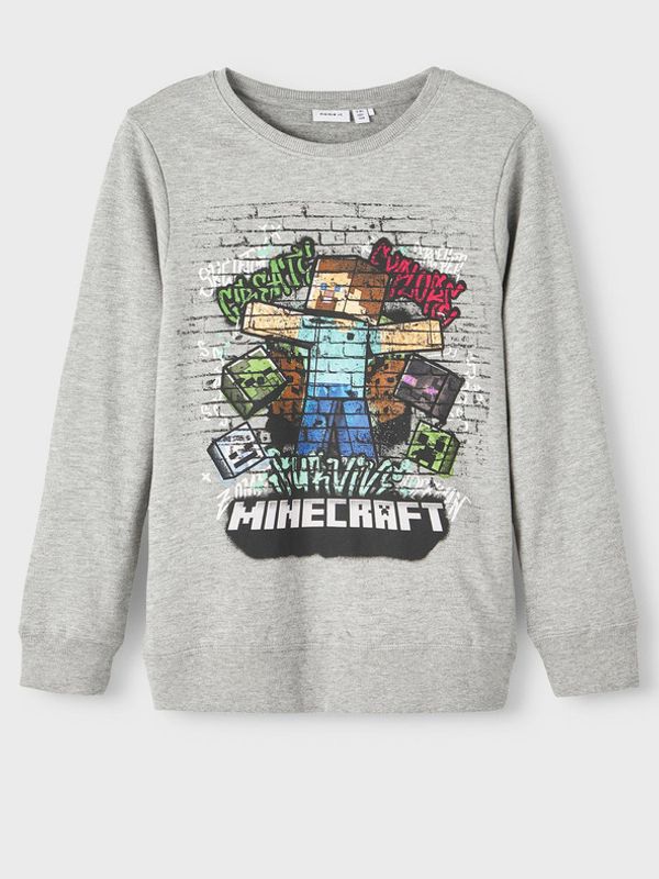 name it name it Dimy Minecraft Bluza dziecięca Szary