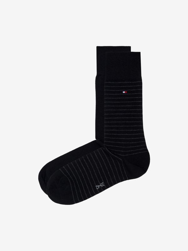 Tommy Hilfiger Tommy Hilfiger Small Stripe Sock 2-pack Skarpetki Czarny