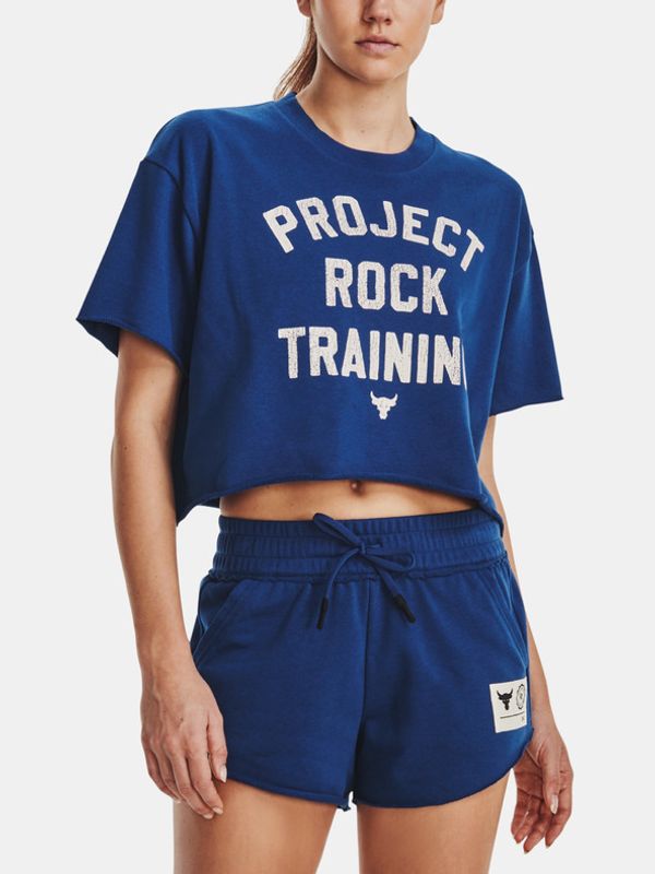Under Armour Under Armour Project Rock SS Crop Rvl Terry TG Top Niebieski