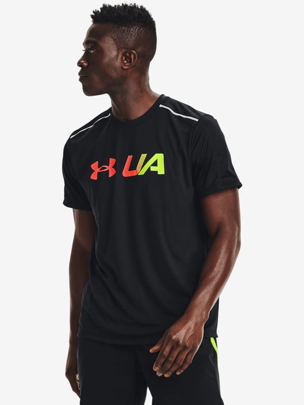 Under Armour Under Armour RUN Graphic Print Fill Podkoszulek Czarny