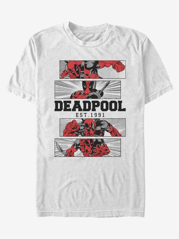ZOOT.Fan ZOOT.Fan Marvel Deadpool 4 Panel 2 Tone Koszulka Biały