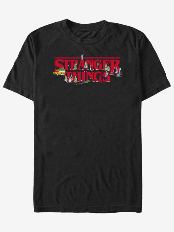 ZOOT.Fan ZOOT.Fan Netflix Vánoční Stranger Things Logo Koszulka Czarny