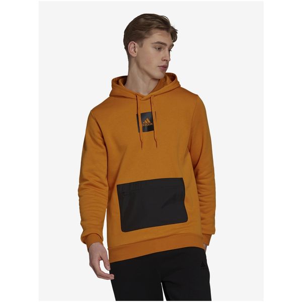 Adidas Black-Orange Men's Sweatshirt Adidas Performance Q4 Fleece HD - Men's