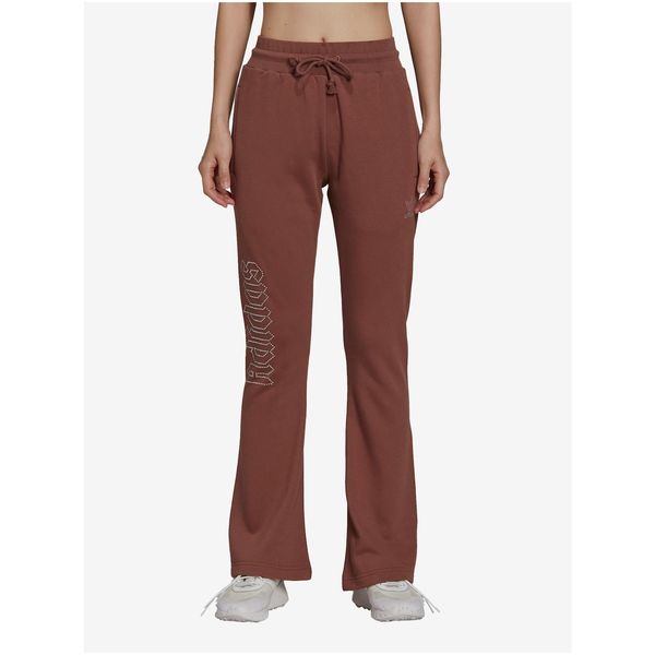 Adidas Brown Women's Flared Fit Sweatpants with Adidas Originals Open Lettering - Women