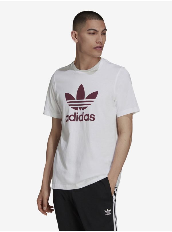 Adidas White Man T-shirt with print adidas Originals Trefoil T-shirt - Men