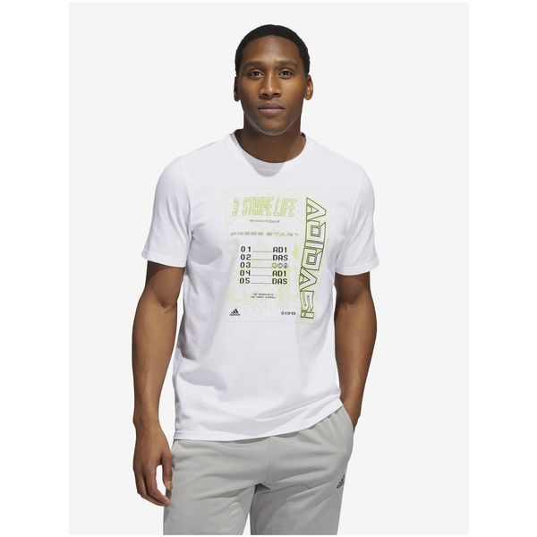 Adidas White Men's T-Shirt with Adidas Performance Print - Men's