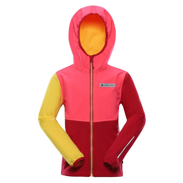 ALPINE PRO Kids softshell jacket with membrane ALPINE PRO GROLO neon knockout pink