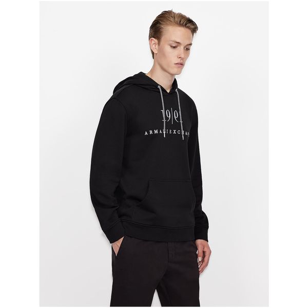 Armani Black Men's Patterned Hoodie Armani Exchange - Men