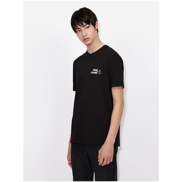 Armani Black Men's T-Shirt with Armani Exchange Print - Men's