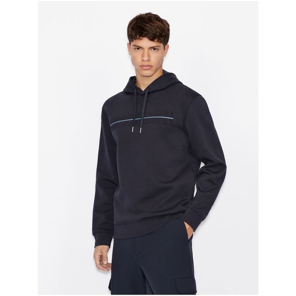 Armani Dark Blue Men's Patterned Hoodie Armani Exchange - Men