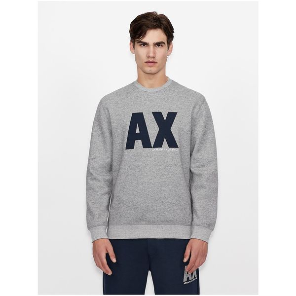 Armani Grey Men's Sweatshirt with Armani Exchange Print - Men's