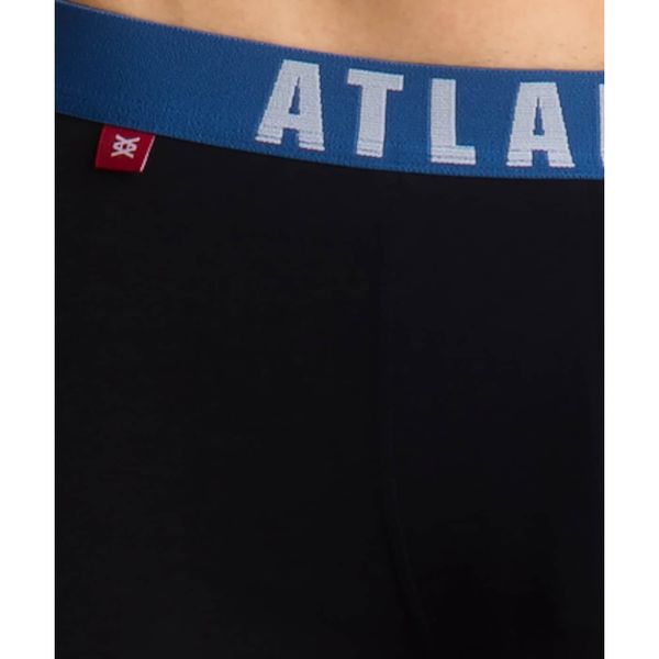 Atlantic 3-PACK Pánské boxerky ATLANTIC černé s barevnou gumou v pase