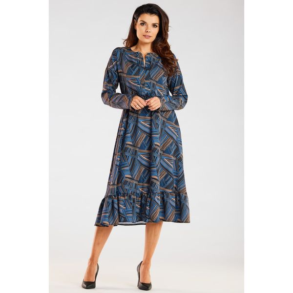 Awama Awama Woman's Dress A468 Navy Blue/Brown