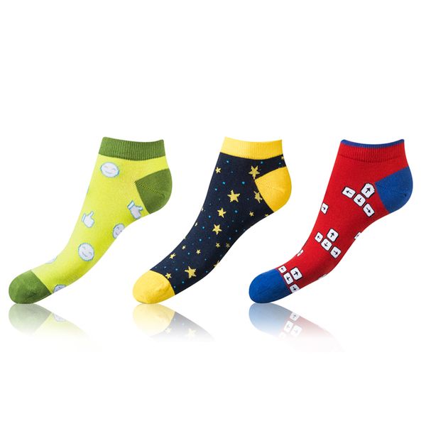 Bellinda Bellinda CRAZY IN-SHOE SOCKS 3x - Modern colorful low crazy socks unisex - yellow - green - blue