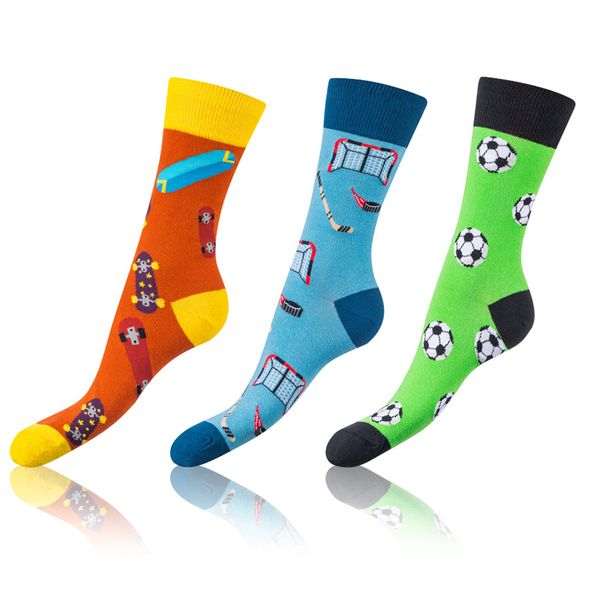 Bellinda Bellinda CRAZY SOCKS 3x - Funny crazy socks 3 pairs - orange - dark green - blue
