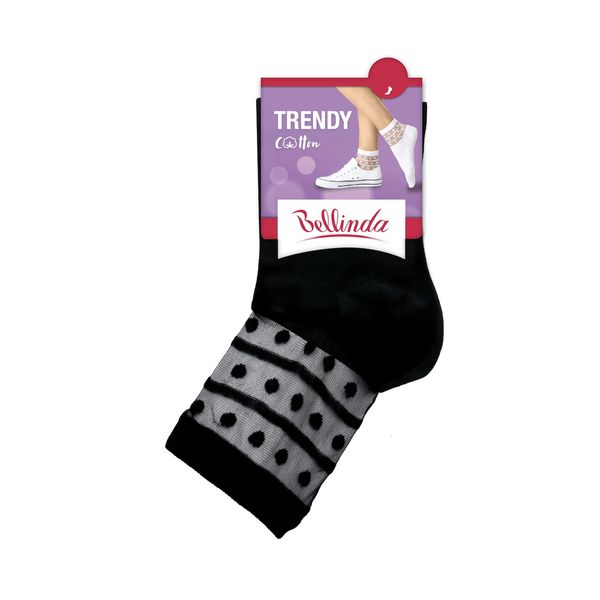 Bellinda Bellinda TRENDY COTTON SOCKS - Women's socks with decorative trim - black