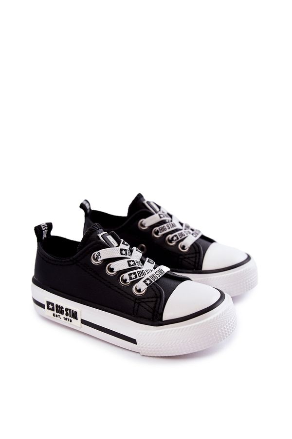 BIG STAR SHOES Kids Leather Sneakers BIG STAR KK374043 Black and White