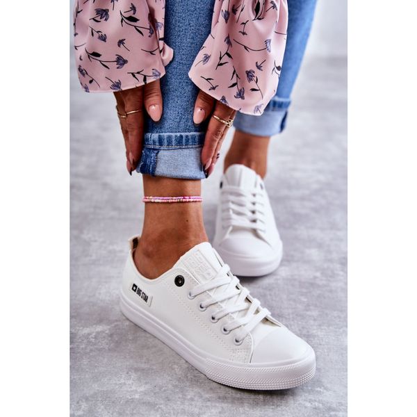 BIG STAR SHOES Women's Low Leather Sneakers Big Star KK274010 White