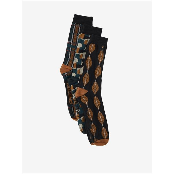 Blend Three pairs of socks in black and brown Blend - Men