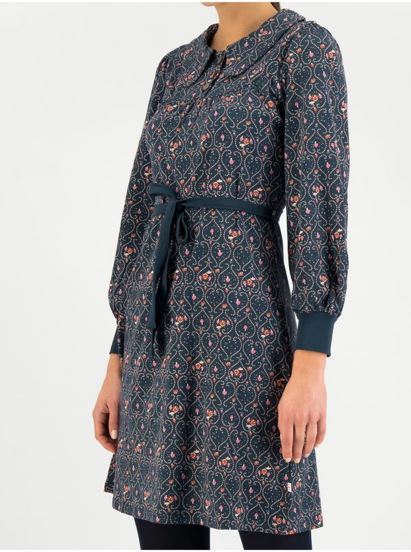 Blutsgeschwister Dark blue patterned dress with collar Blutsgeschwister Mademoiselle Dack - Women